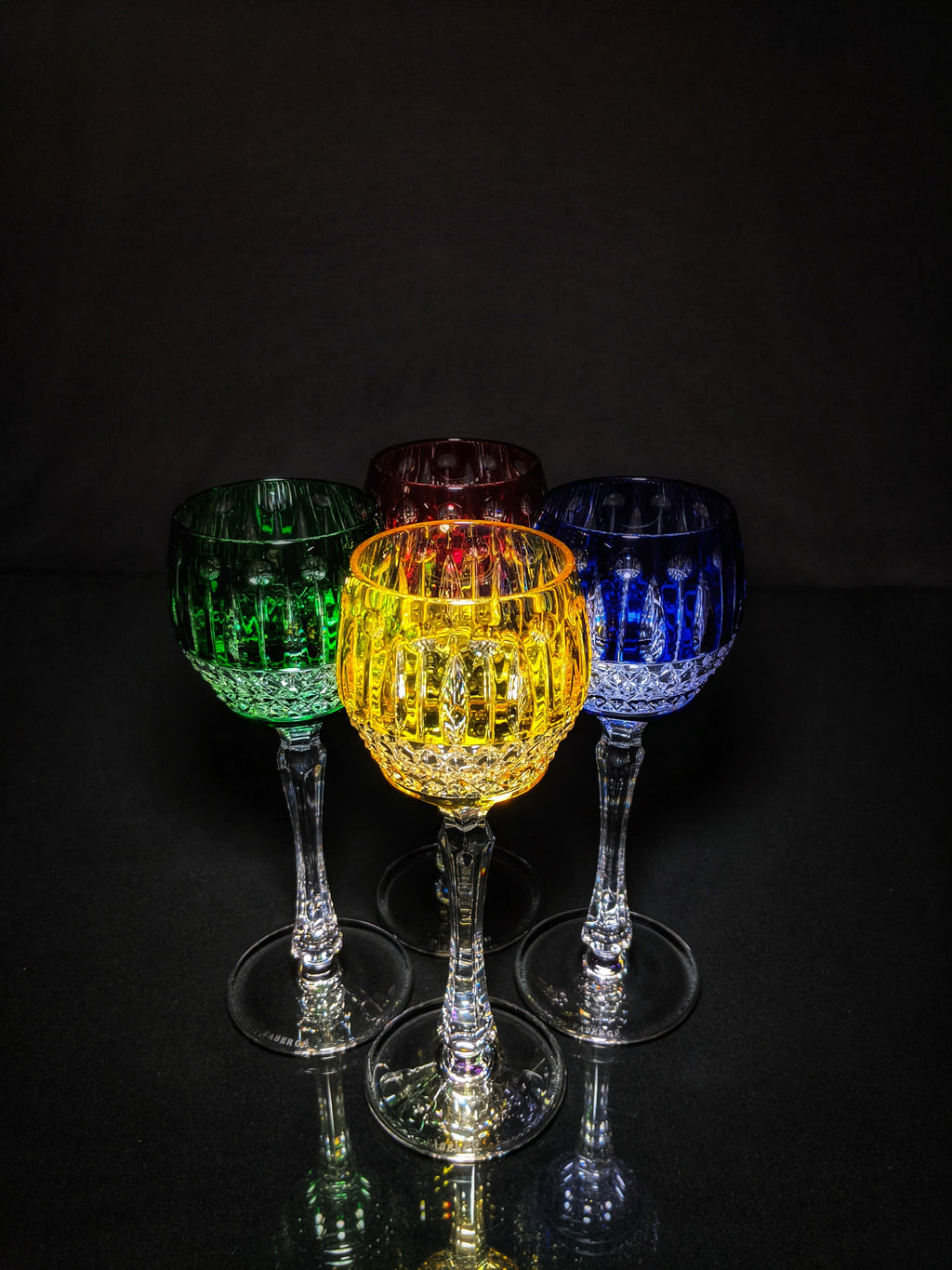 Fabergé Xenia Imperial Cased Cut to Clear Crystal Goblets — Signed
