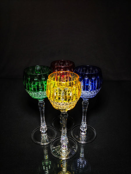 FABERGE XENIA IMPERIAL CASED CUT TO CLEAR CRYSTAL GOBLETS  SIGNED
