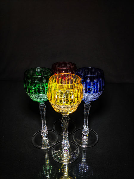 FABERGE XENIA IMPERIAL CASED CUT TO CLEAR CRYSTAL GOBLETS  SIGNED NO BOX