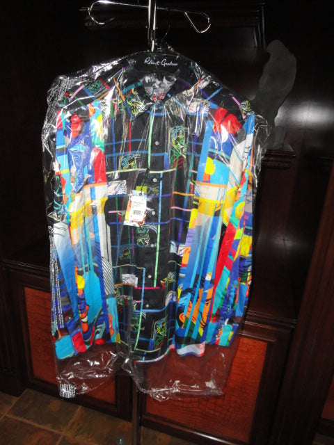 Robert Graham Blindfold Abstract Geometric Print Shirt — Medium