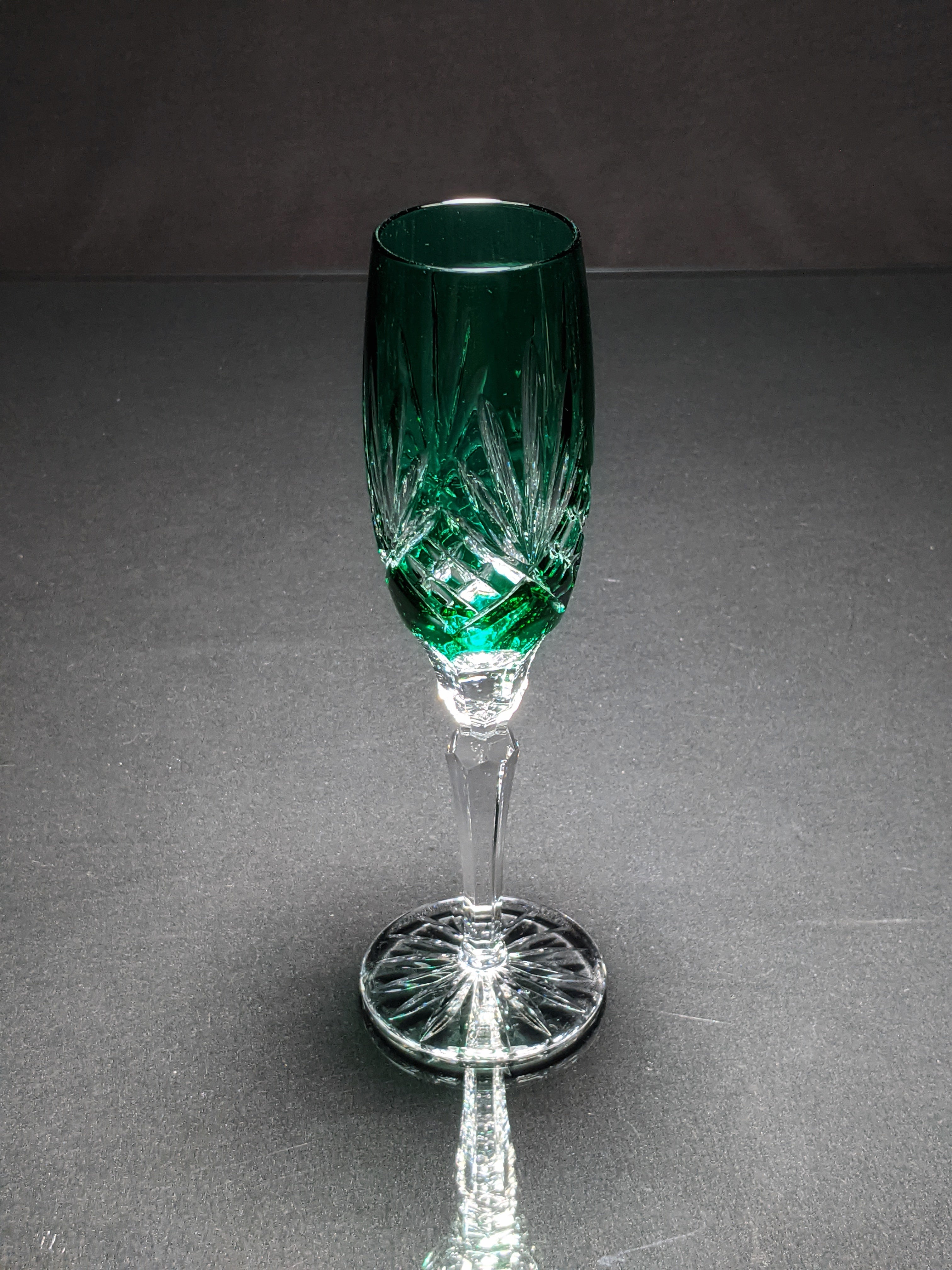 AJKA Colored Crystal Champagne Flutes — Set of 6