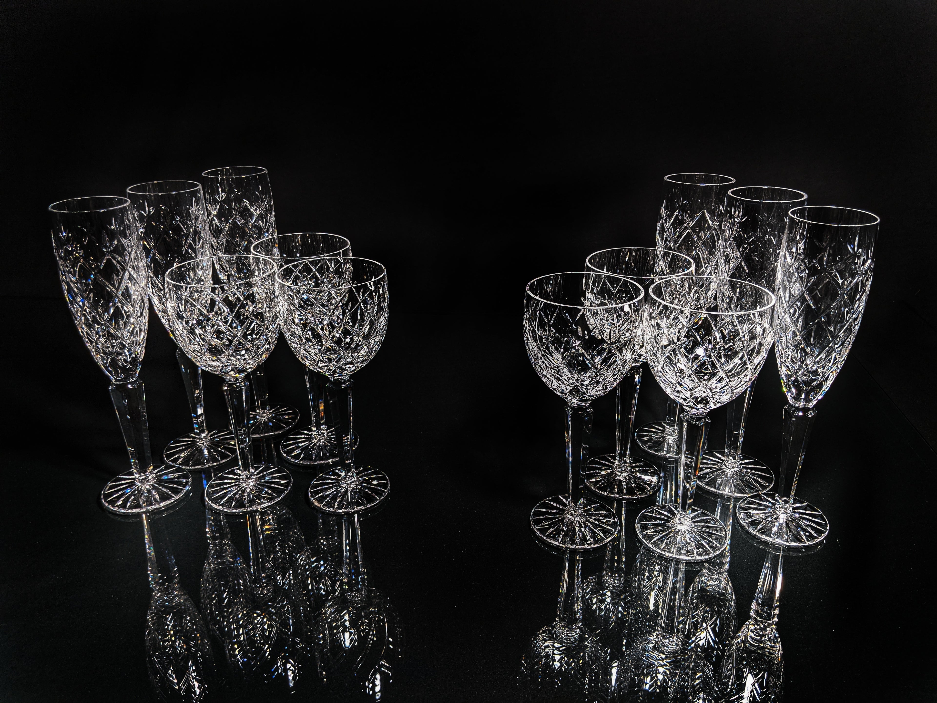 Faberge Clear Crystal Flutes and Goblets