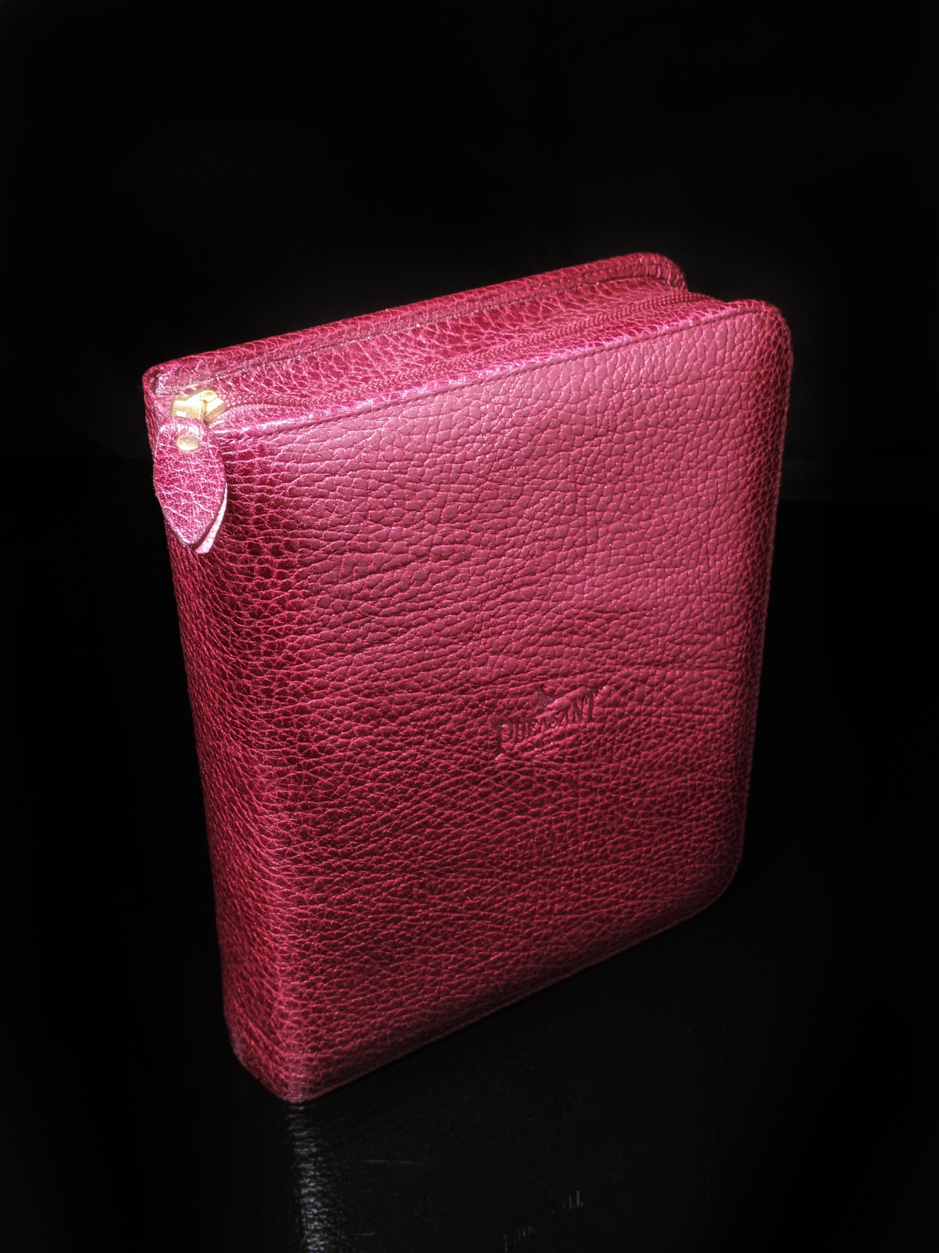 pheasant leather bordeaux carrying case NIB Made in Spain