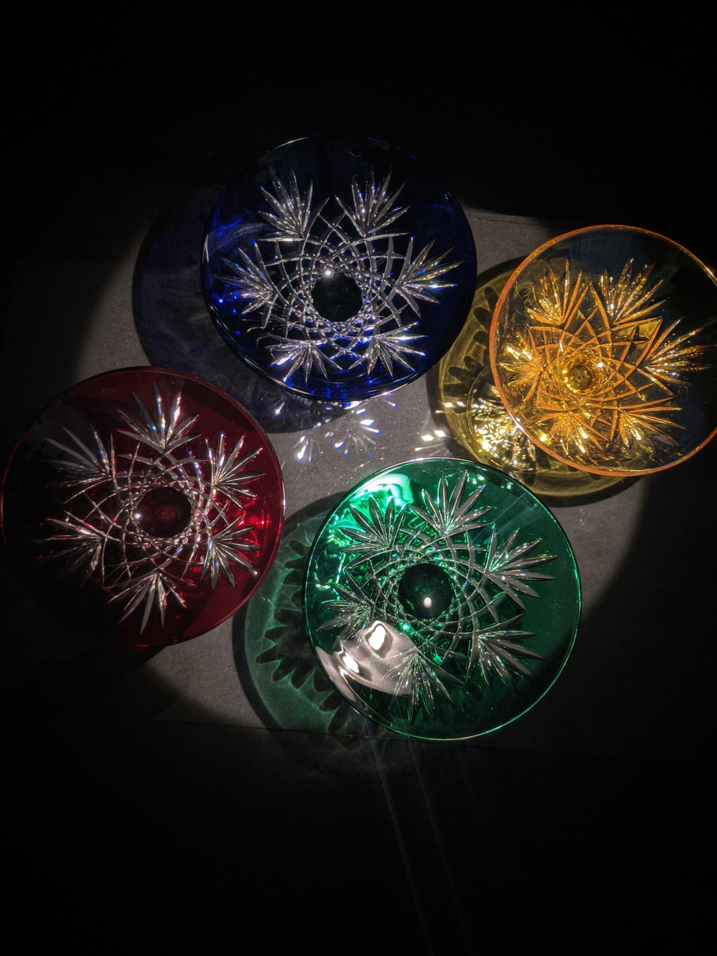 Faberge Crystal Colored Martini Glasses