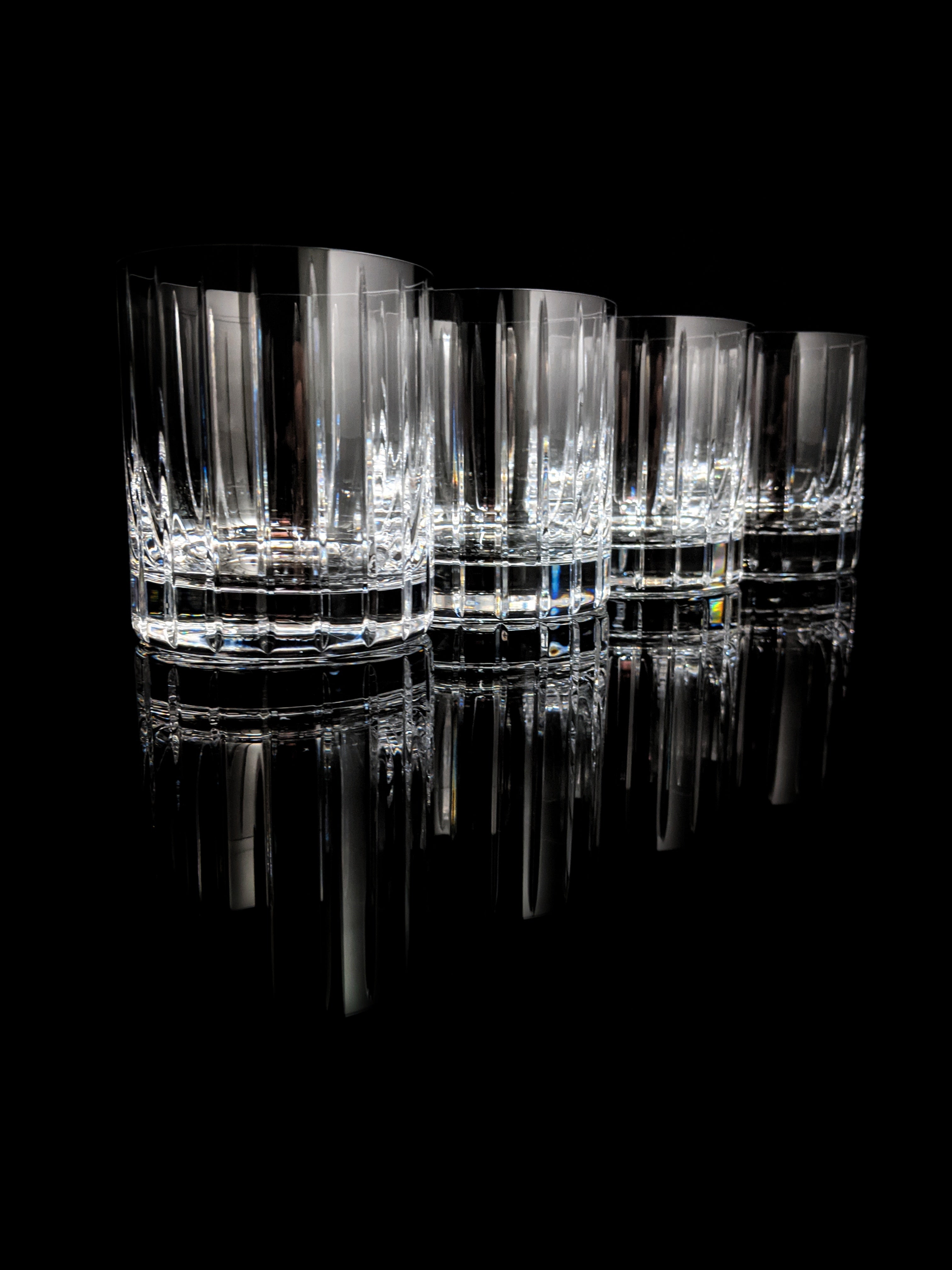 Faberge Atelier Crystal Collection  Highball Glasses set of 4 NIB  5 1/4" H x 2 7/8" W