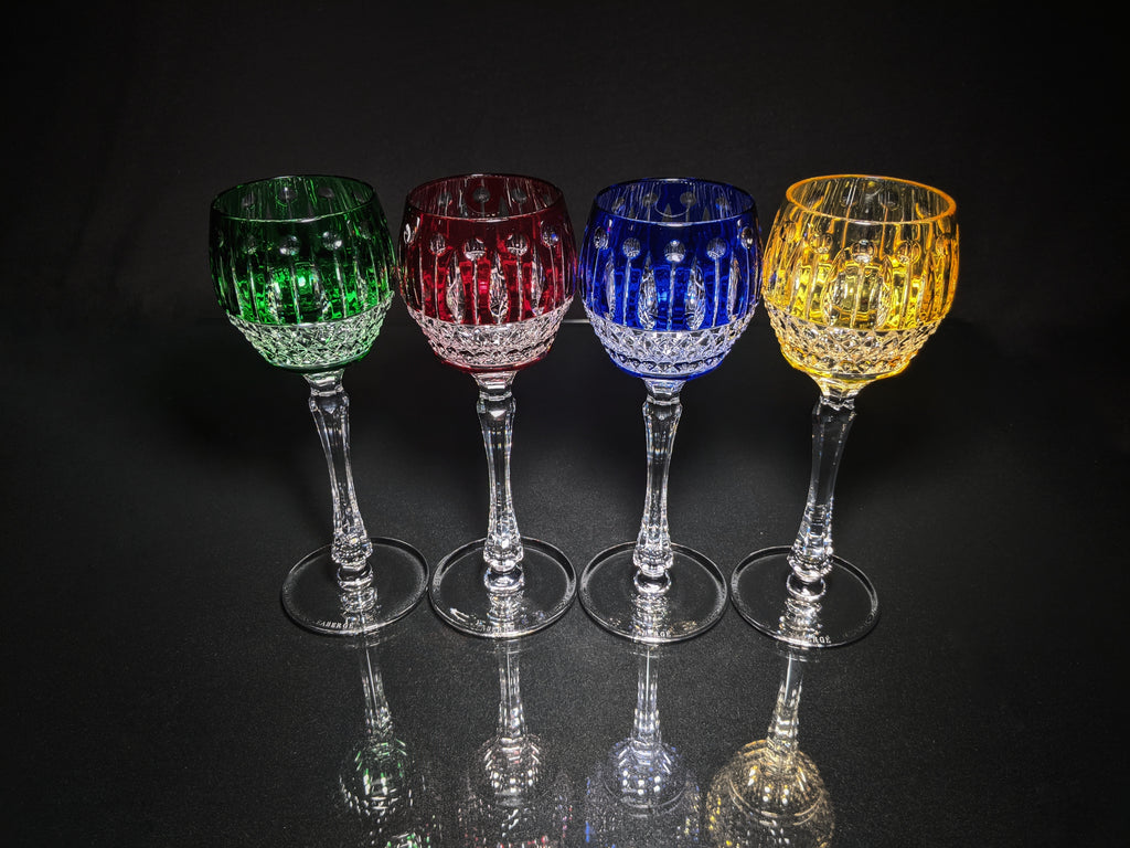 FABERGE XENIA IMPERIAL CASED CUT TO CLEAR CRYSTAL GOBLETS  SIGNED NO BOX
