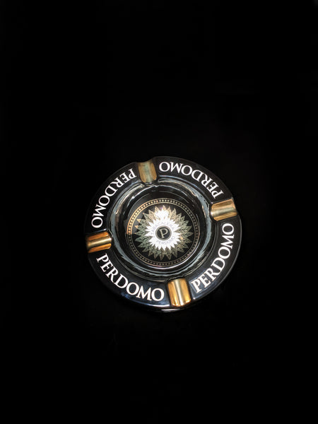 Perdomo Black and Gold Large Ceramic Ashtray 9" diameter NIB