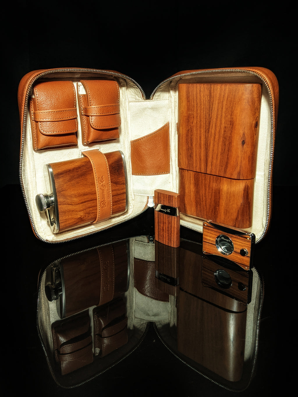 Brizard and Co. Havana Traveler — Tan Leather with Matching Cutter & Lighter, New in Box