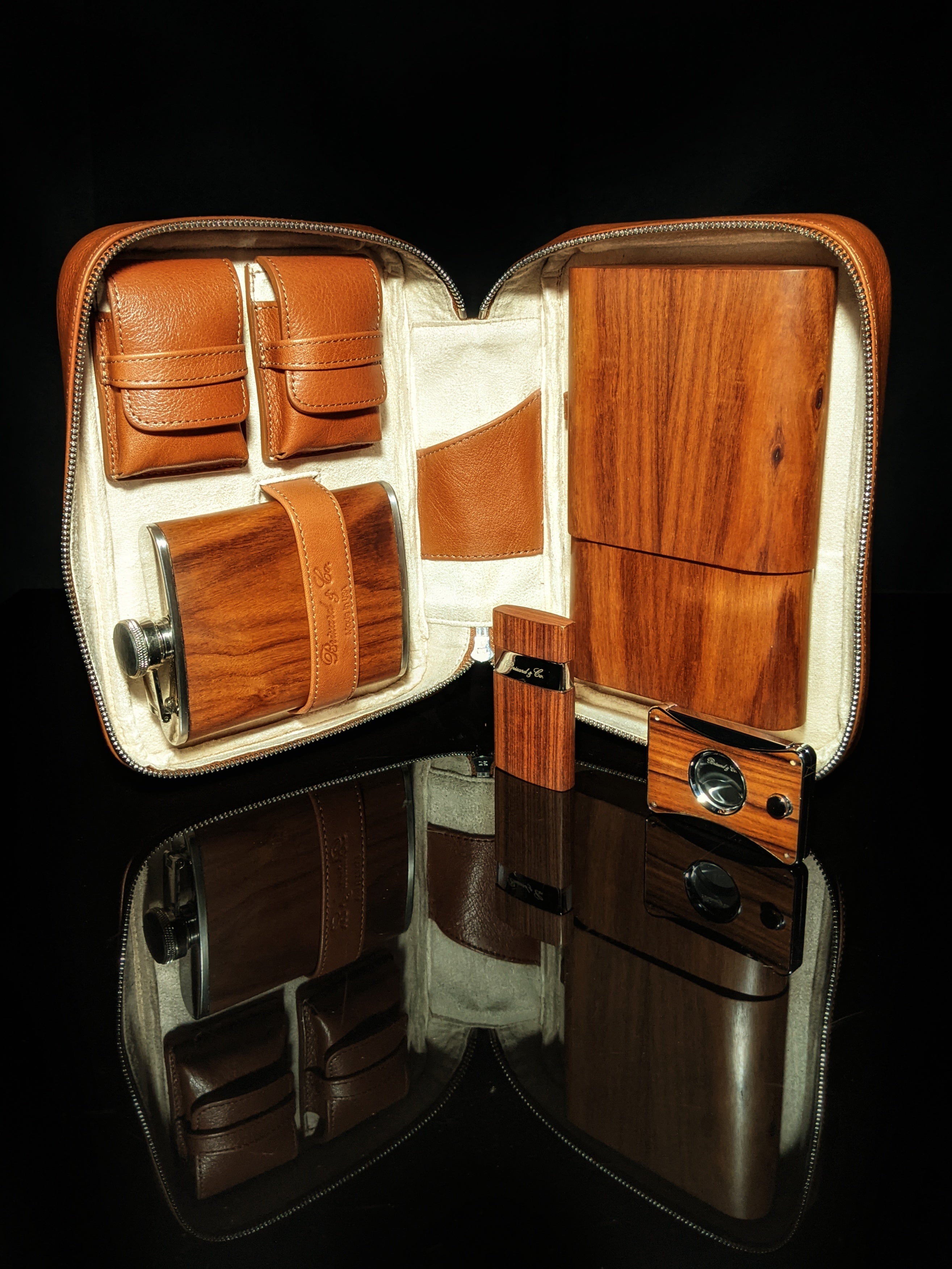 Brizard and Co. Havana Traveler — Tan Leather with Matching Cutter & Lighter, New in Box
