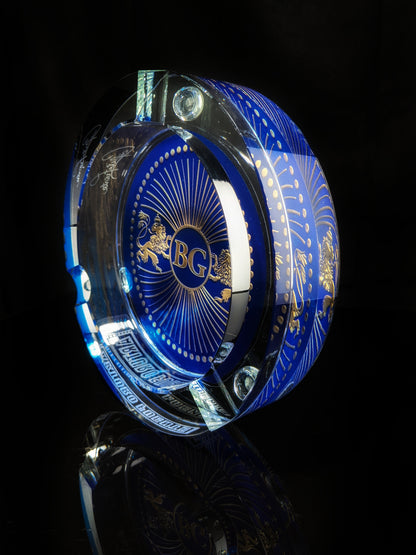 Arturo Fuente custom heavy clear glass ashtray. NIB 7 7/8" Diameter