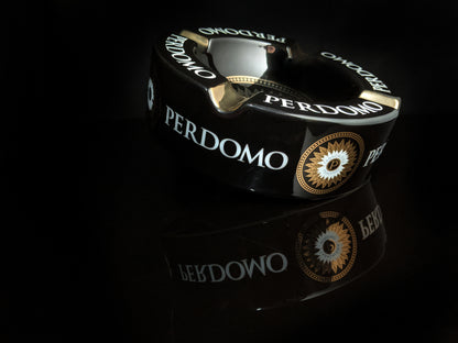 Perdomo Black and Gold Large Ceramic Ashtray 9" diameter NIB