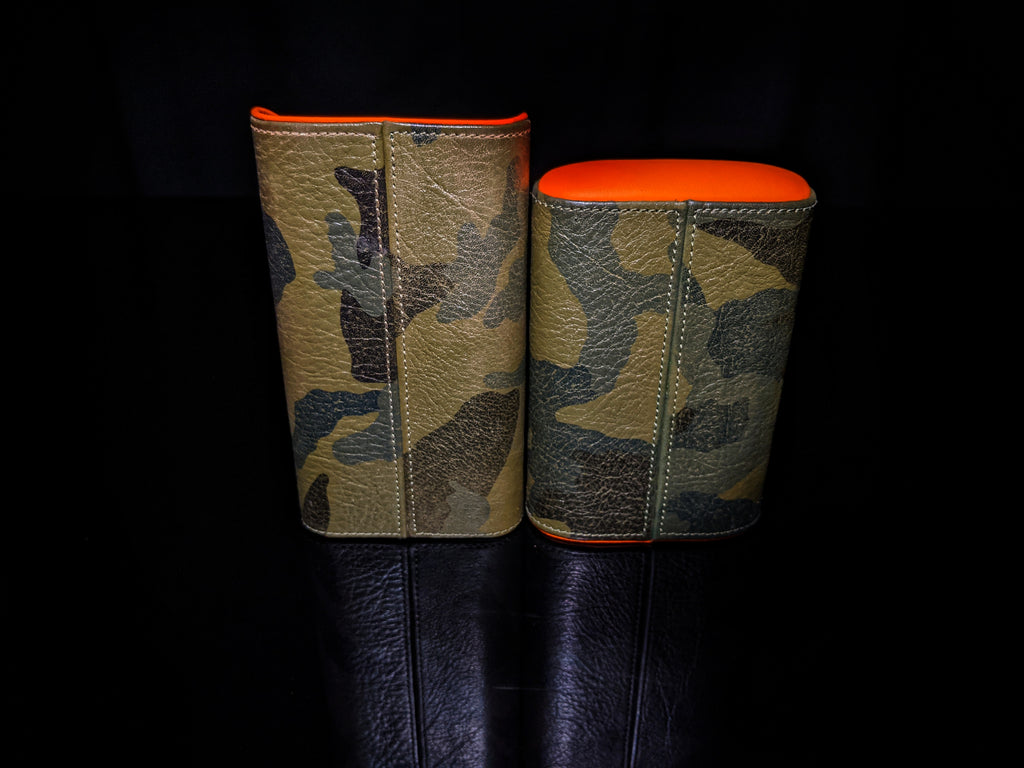 Brizard and Co. Show Band 3 Cigar Case — Camouflage & Orange Leather