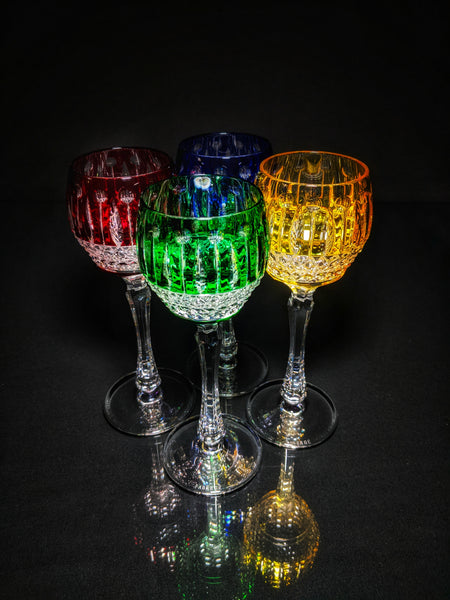 FABERGE XENIA IMPERIAL CASED CUT TO CLEAR CRYSTAL GOBLETS  SIGNED