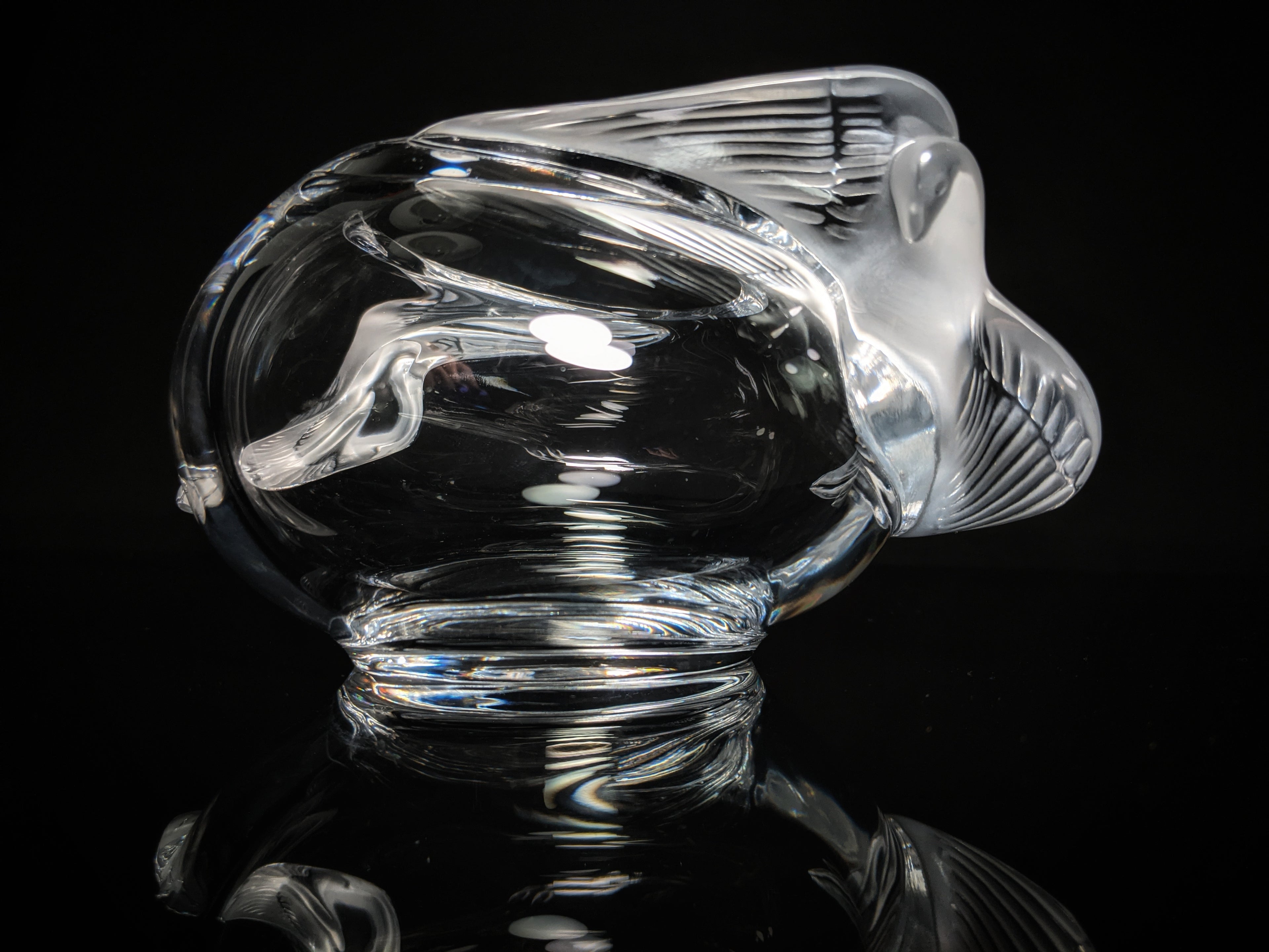Lalique Crystal Glass "Adelaide" Dove Bird Bowl