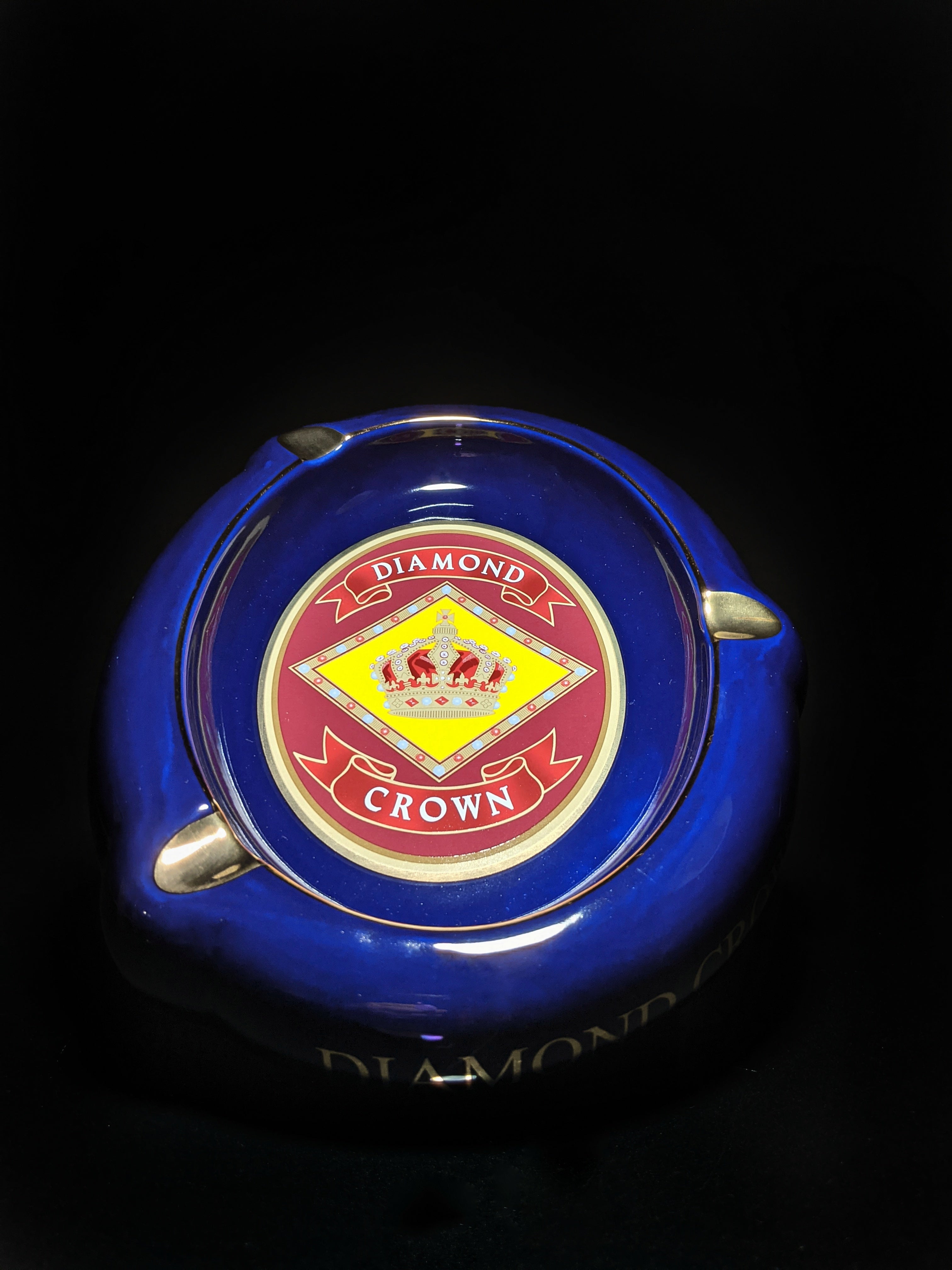 Diamond Crown Blue Ceramic Ashtray