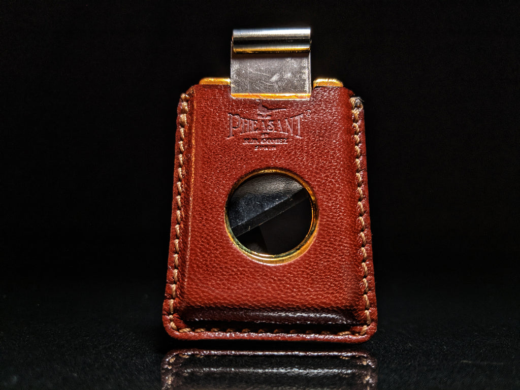 Pheasant by R.D.Gomez Stainless Steel  Cutter CABRA Brown  Leather BNIB