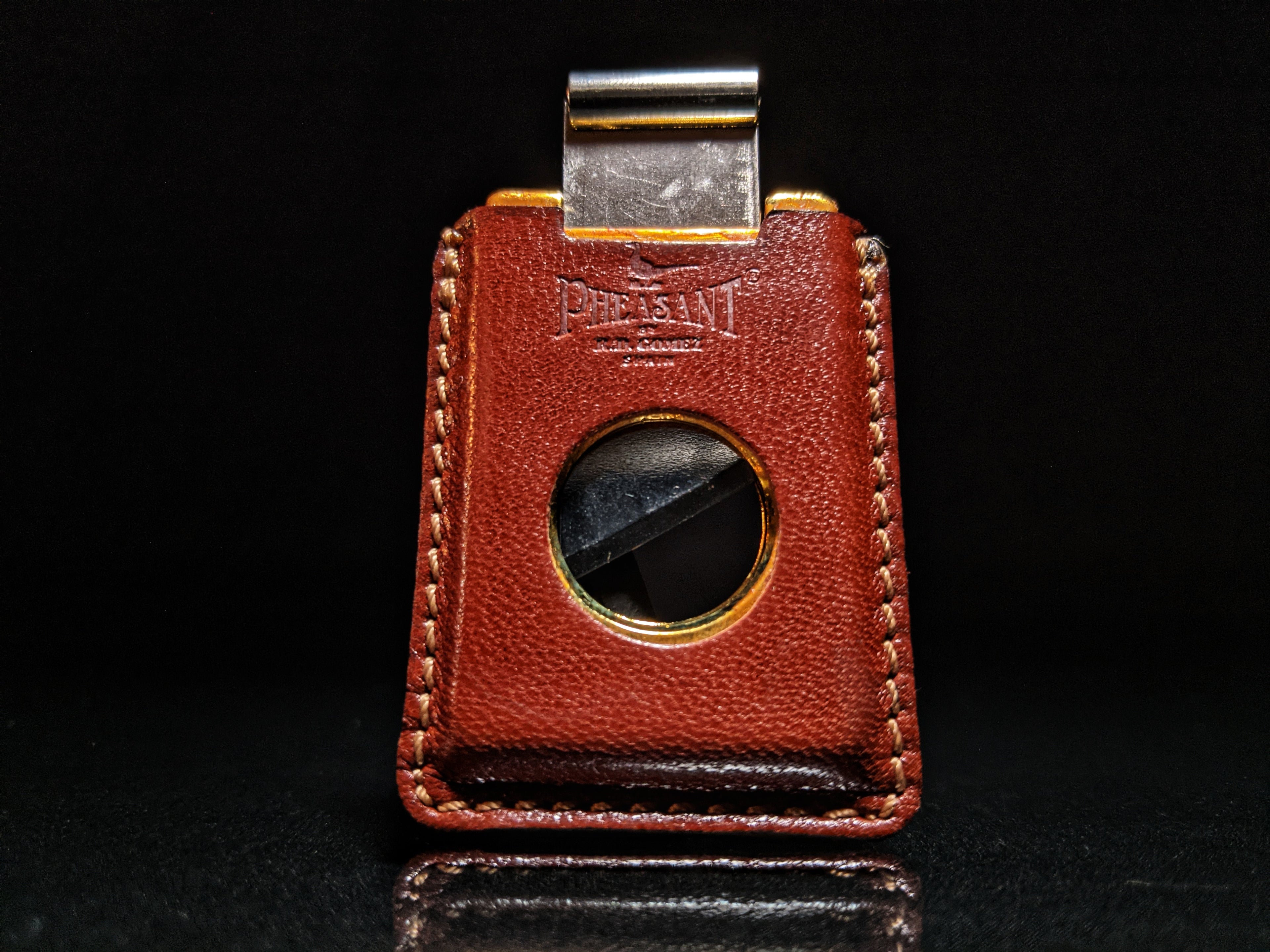 Pheasant by R.D.Gomez Stainless Steel  Cutter CABRA Brown  Leather BNIB