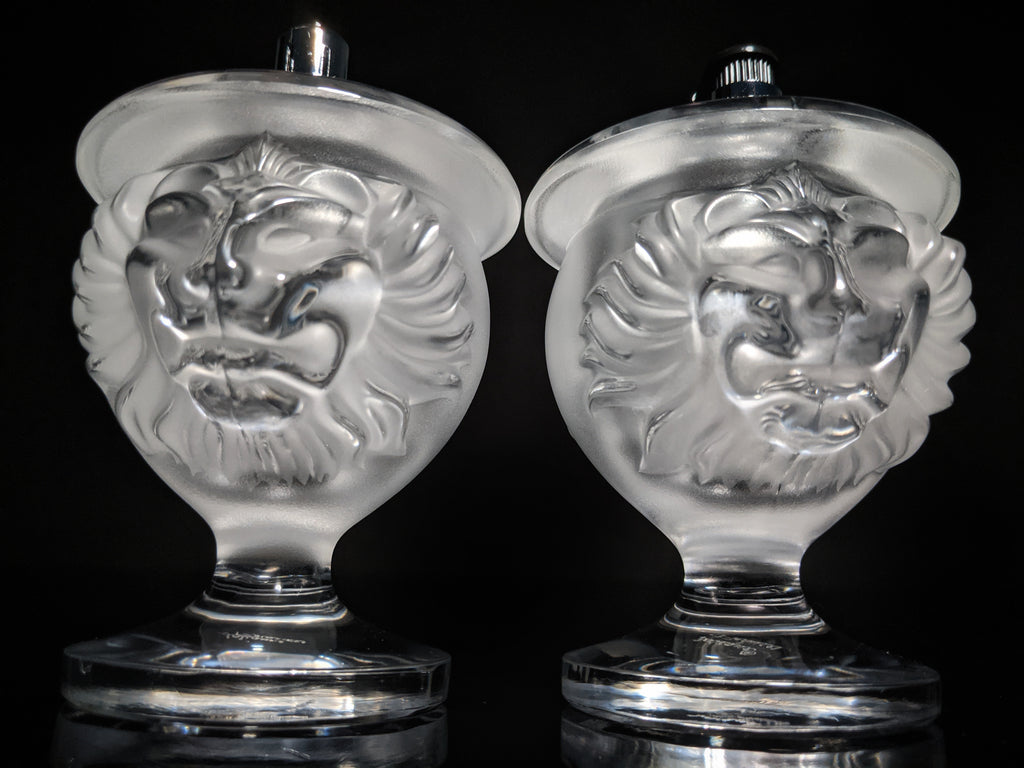 Lalique Crystal Tête de Lion Table Lighter