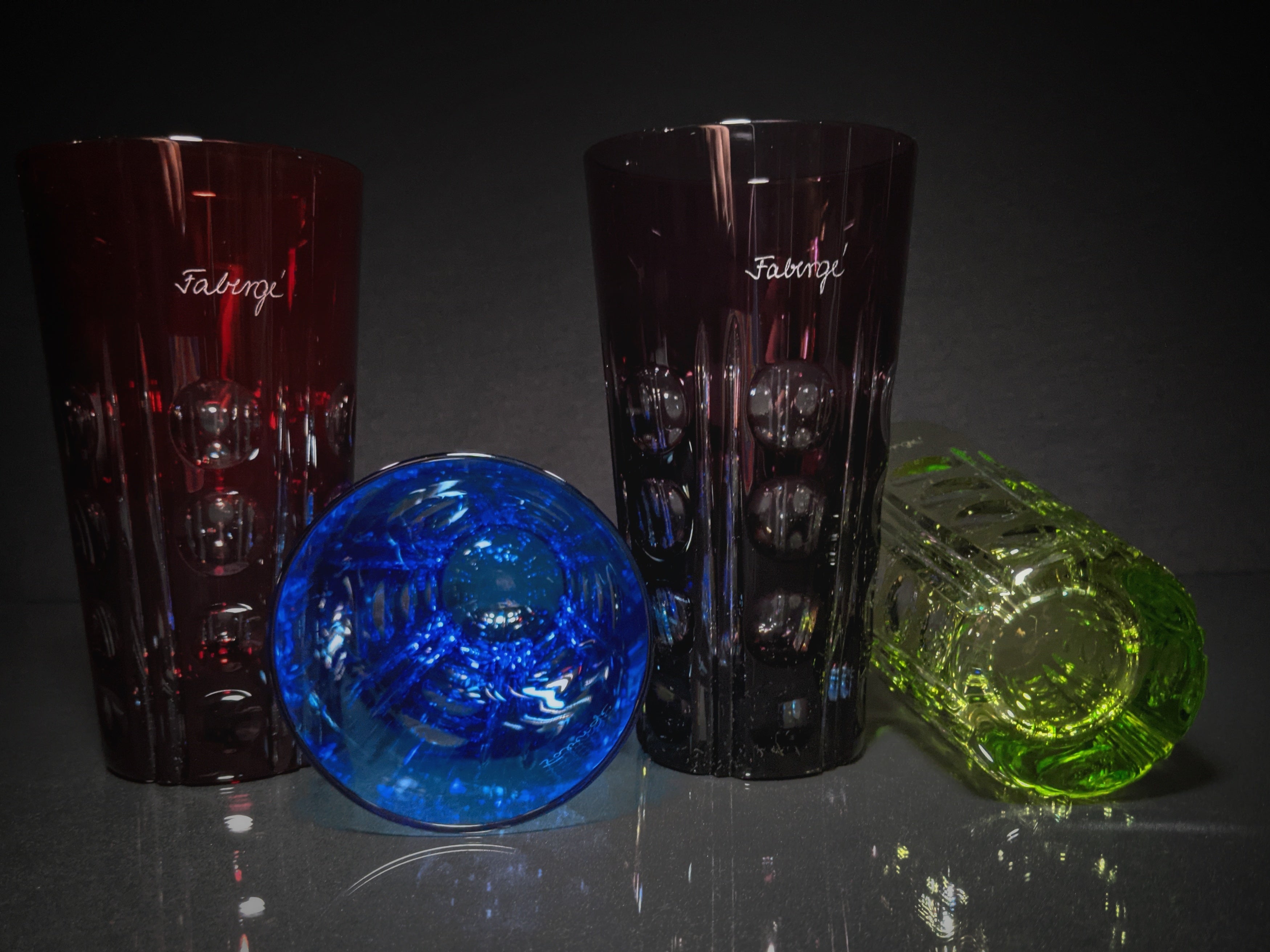 Faberge Crystal Colored Bubble Glasses