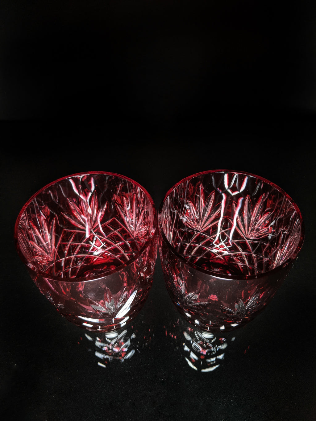 Faberge Odessa  Red Crystal Ice Bucket and Highball Glasses