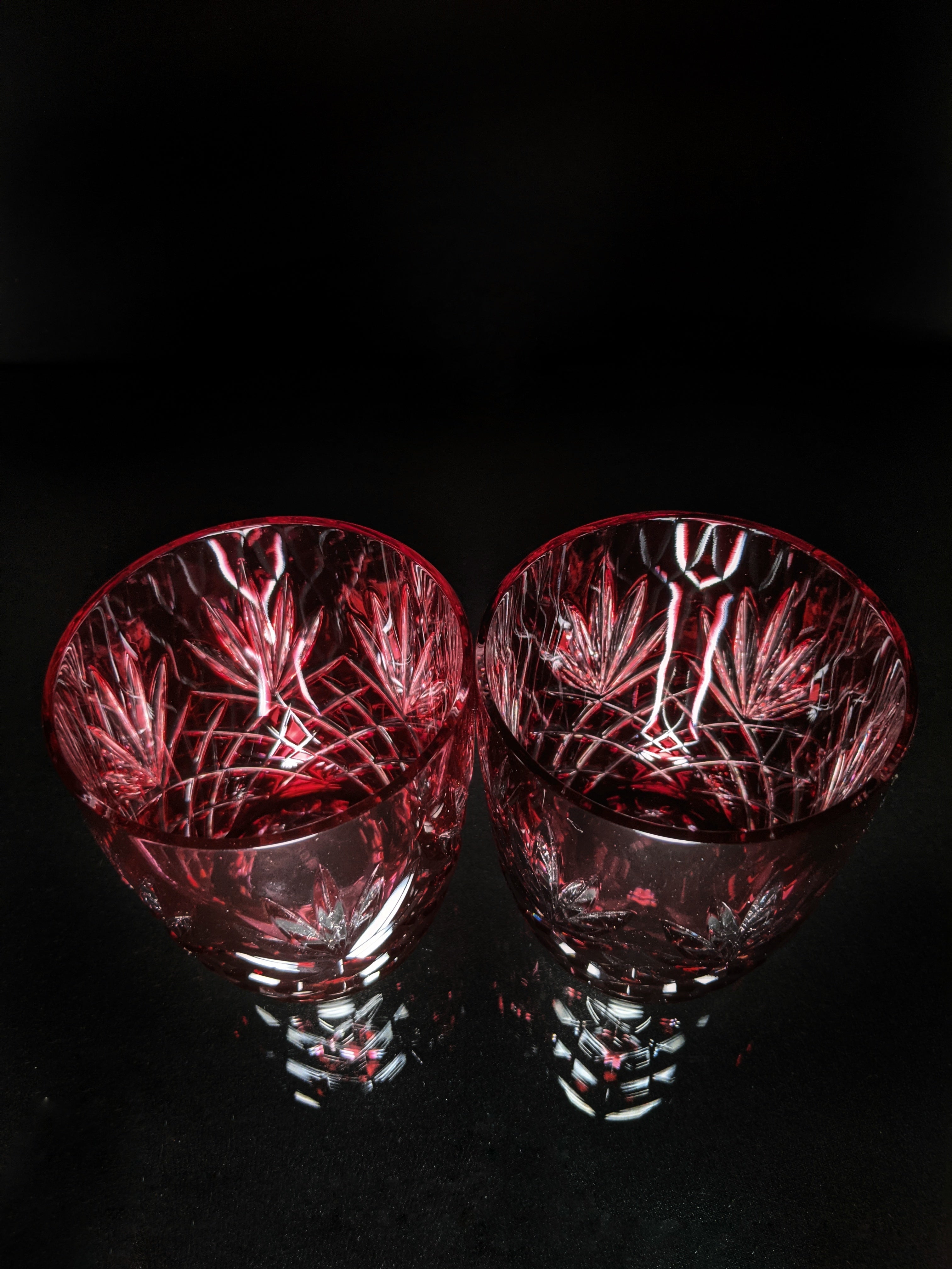 Faberge Odessa  Red Crystal Ice Bucket and Highball Glasses