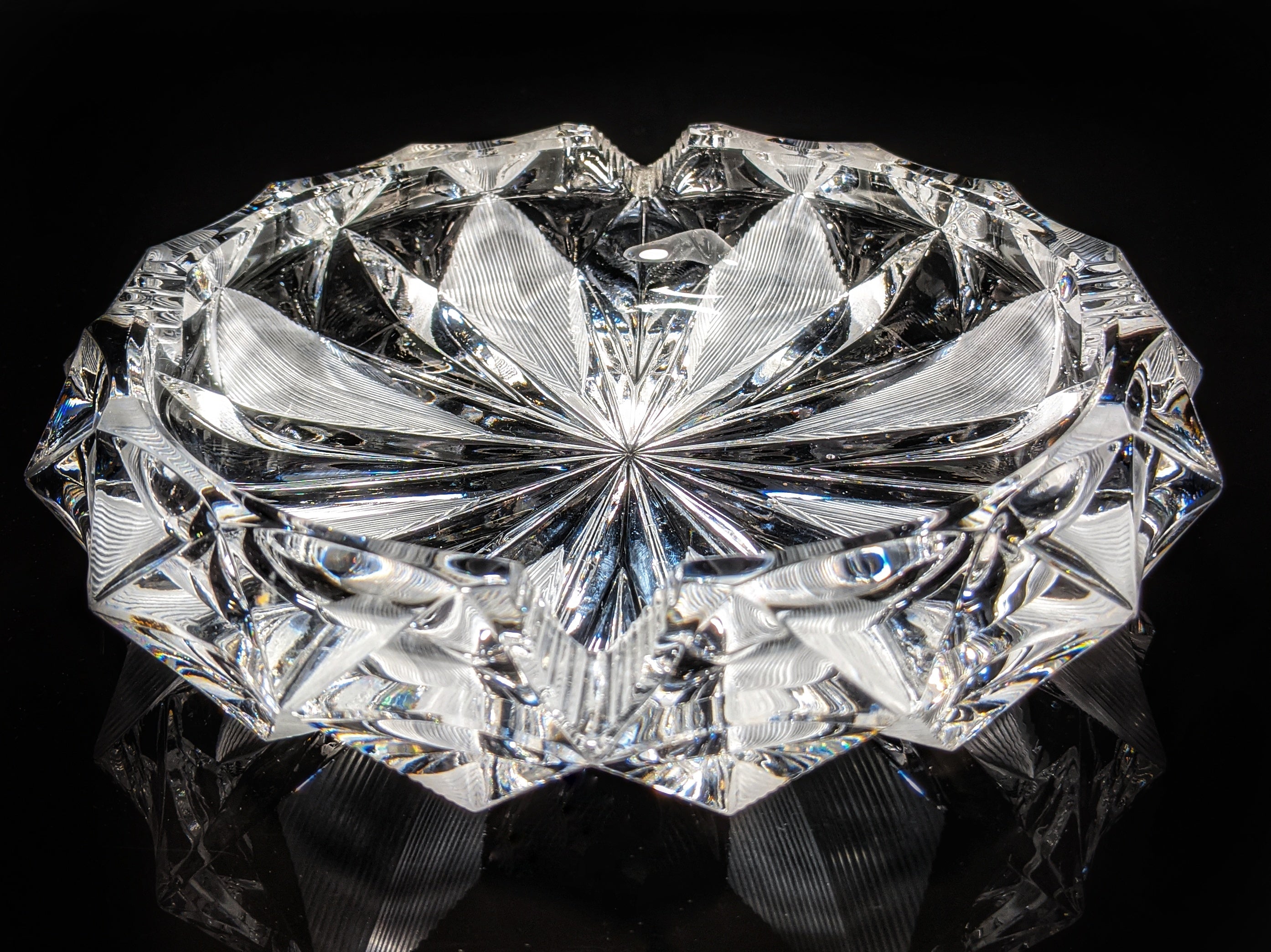 Cut Glass Round Ashtray 8" Diameter
