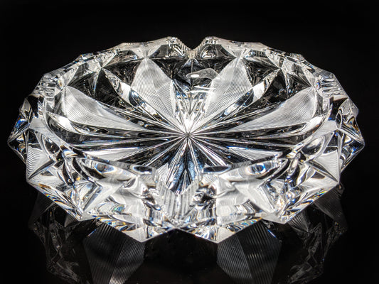Cut Glass Round Ashtray 8" Diameter