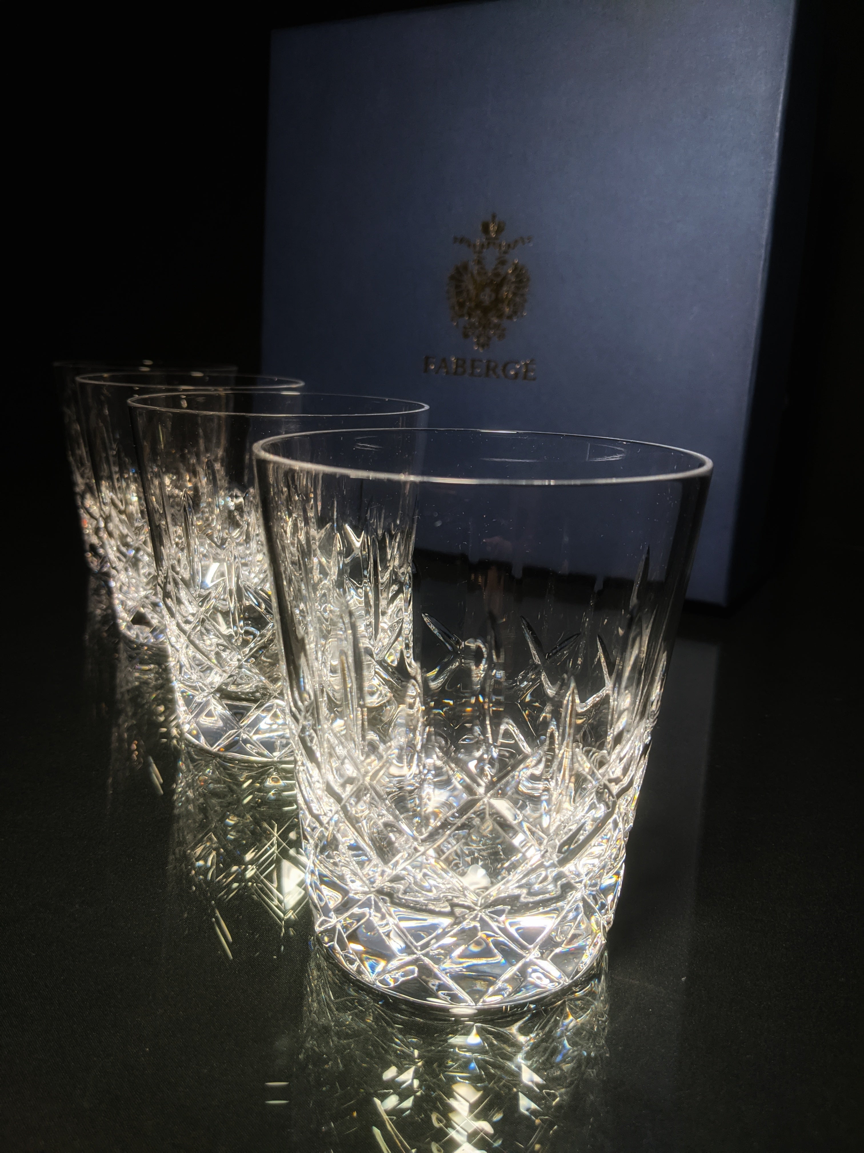 Faberge Crystal Old Fashion Glasses