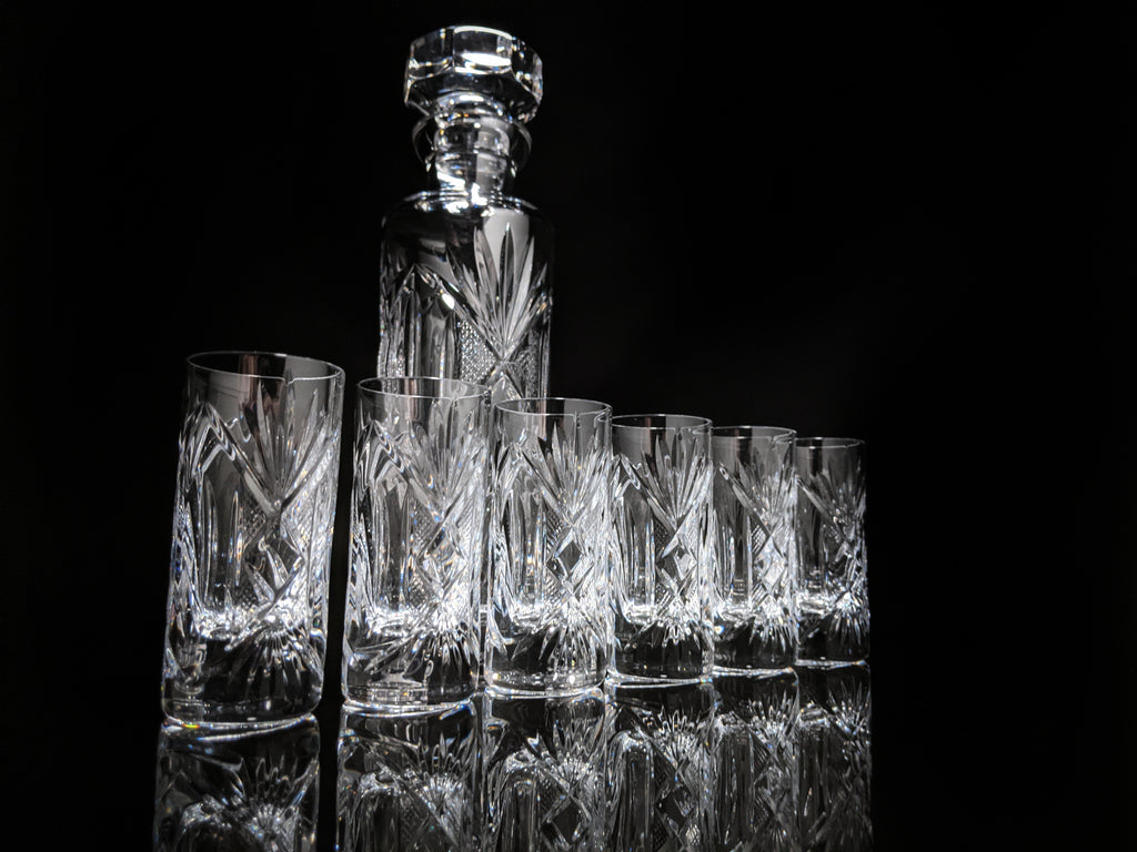 Fabergé Monte Carlo Crystal Vodka Decanter with 6 Shot Glasses