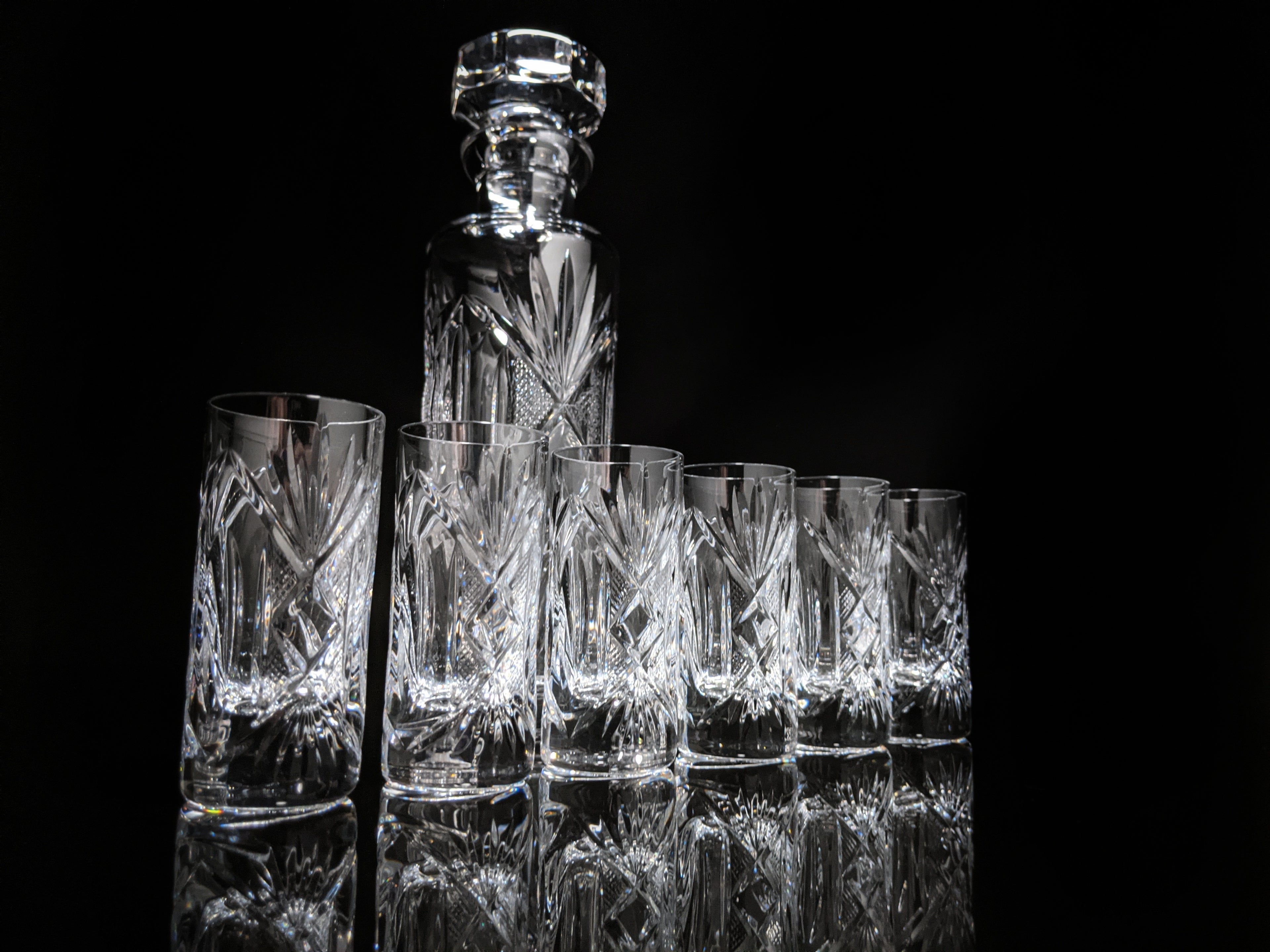 Faberge Monte Carlo  Crystal Vodka Decanter with 6 shot glasses