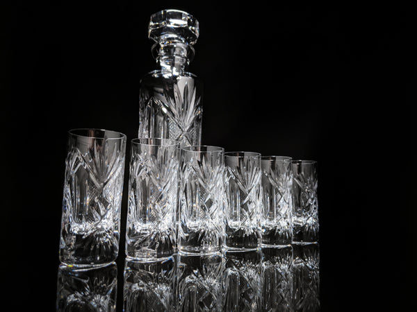 Faberge Monte Carlo  Crystal Vodka Decanter with 6 shot glasses