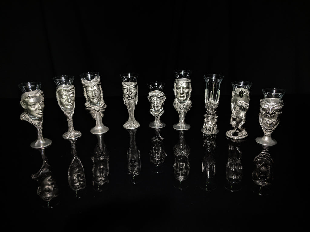 Royal Selangor Lord of Rings  Pewter  Shot Glasses   Set of 9