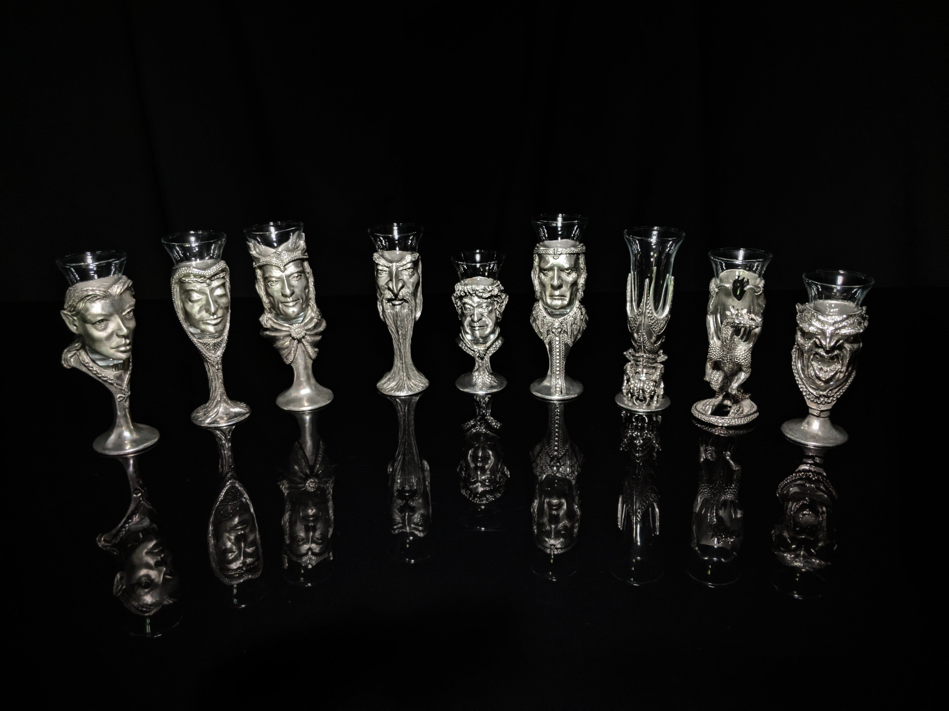 Royal Selangor Lord of Rings  Pewter  Shot Glasses   Set of 9