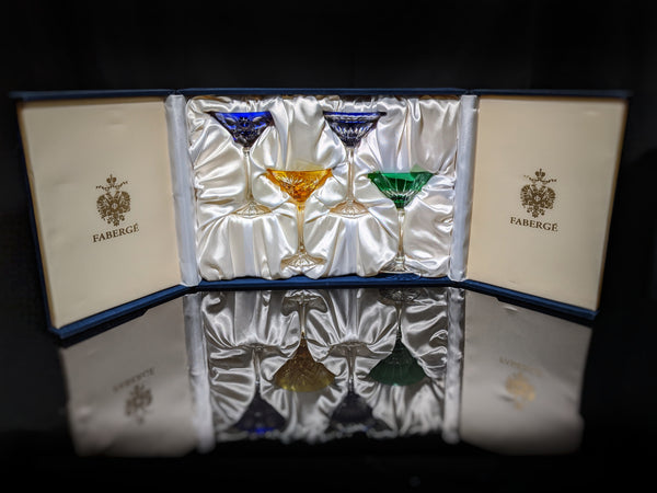 Faberge Crystal Martini Glasses Set Of 4 New In Presentation box