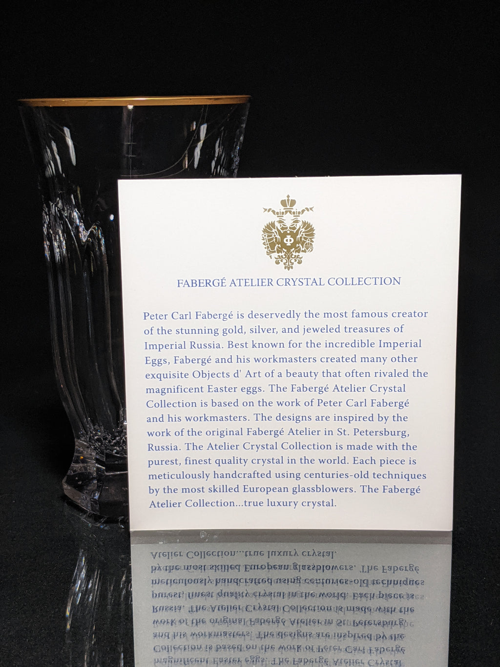 Faberge  Crystal Aurora Highball  Glasses with gold painted rim set of 4 NIB