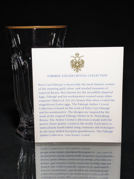 Faberge  Crystal Aurora Highball  Glasses with gold painted rim set of 4 NIB