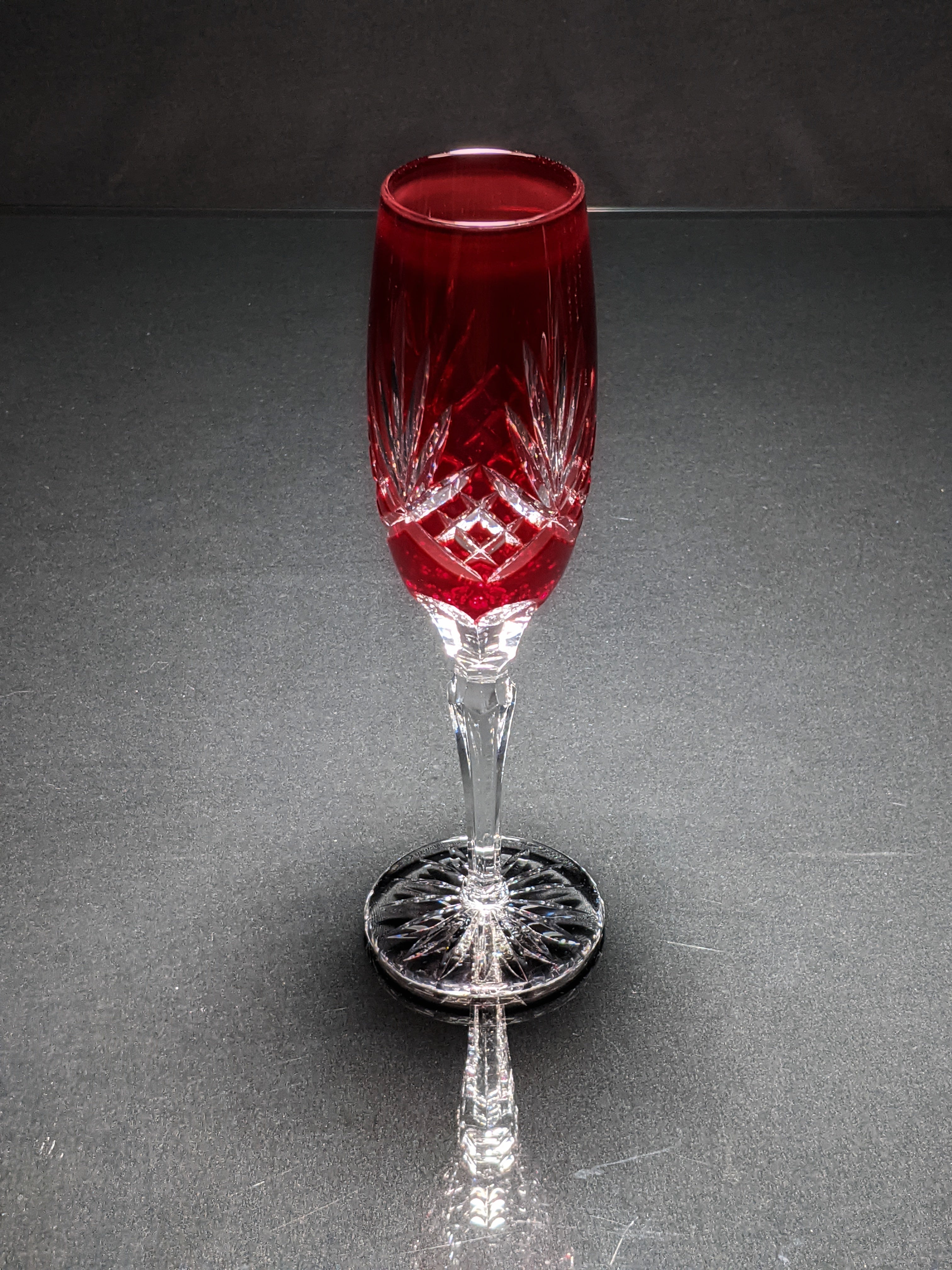 AJKA Colored Crystal Champagne Flutes — Set of 6