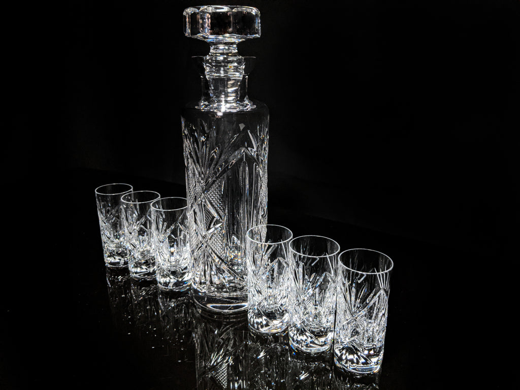 Fabergé Monte Carlo Crystal Vodka Decanter with 6 Shot Glasses