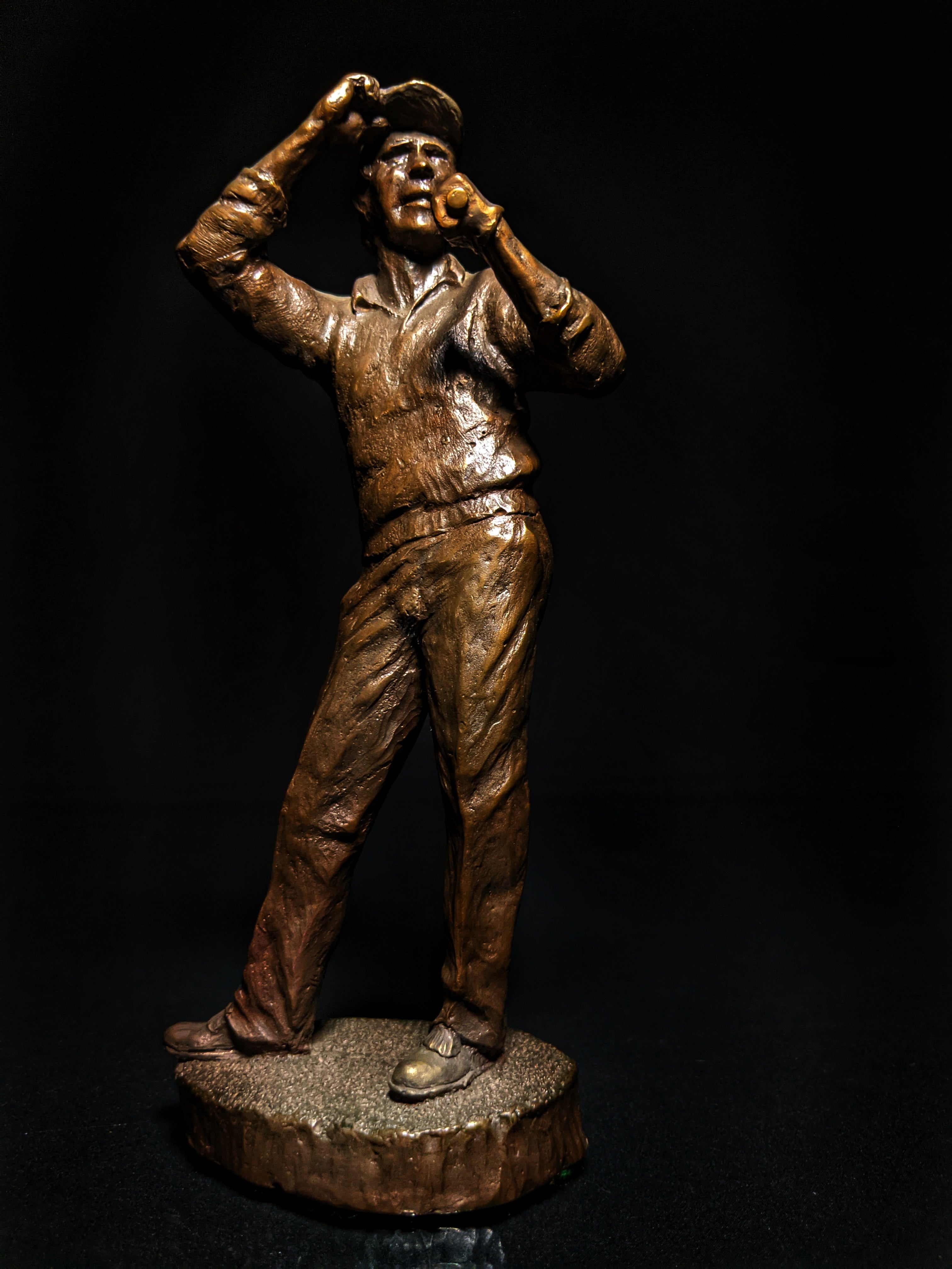 Mark Hopkins Bronze Golf Series Sculpture called " Down the Middle  " Made in USA