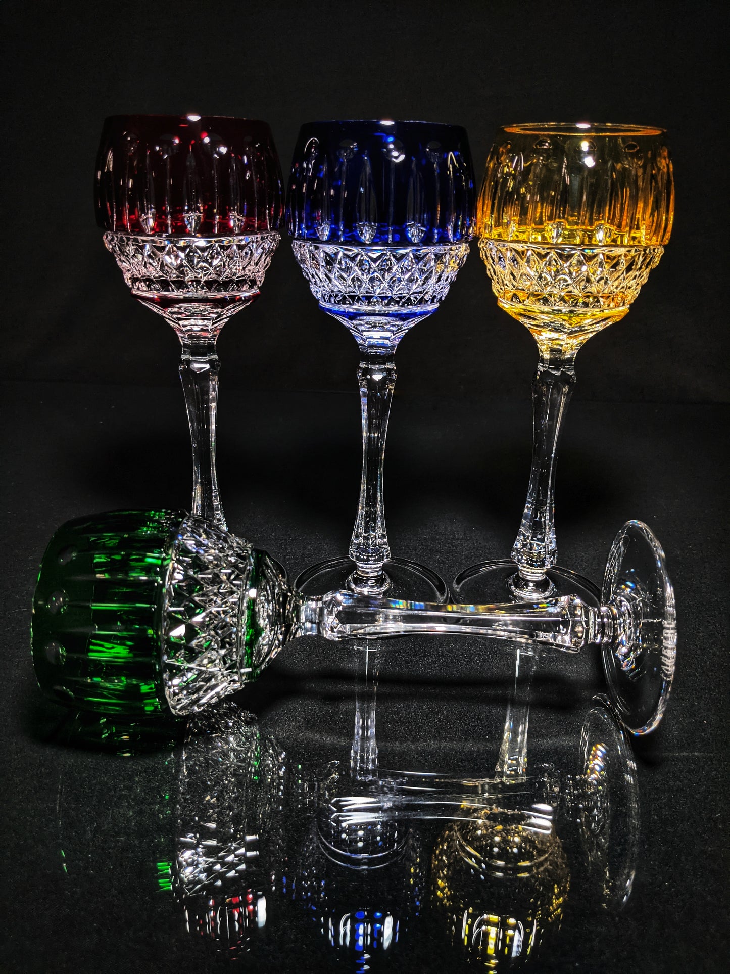 FABERGE XENIA IMPERIAL CASED CUT TO CLEAR CRYSTAL GOBLETS  SIGNED NO BOX