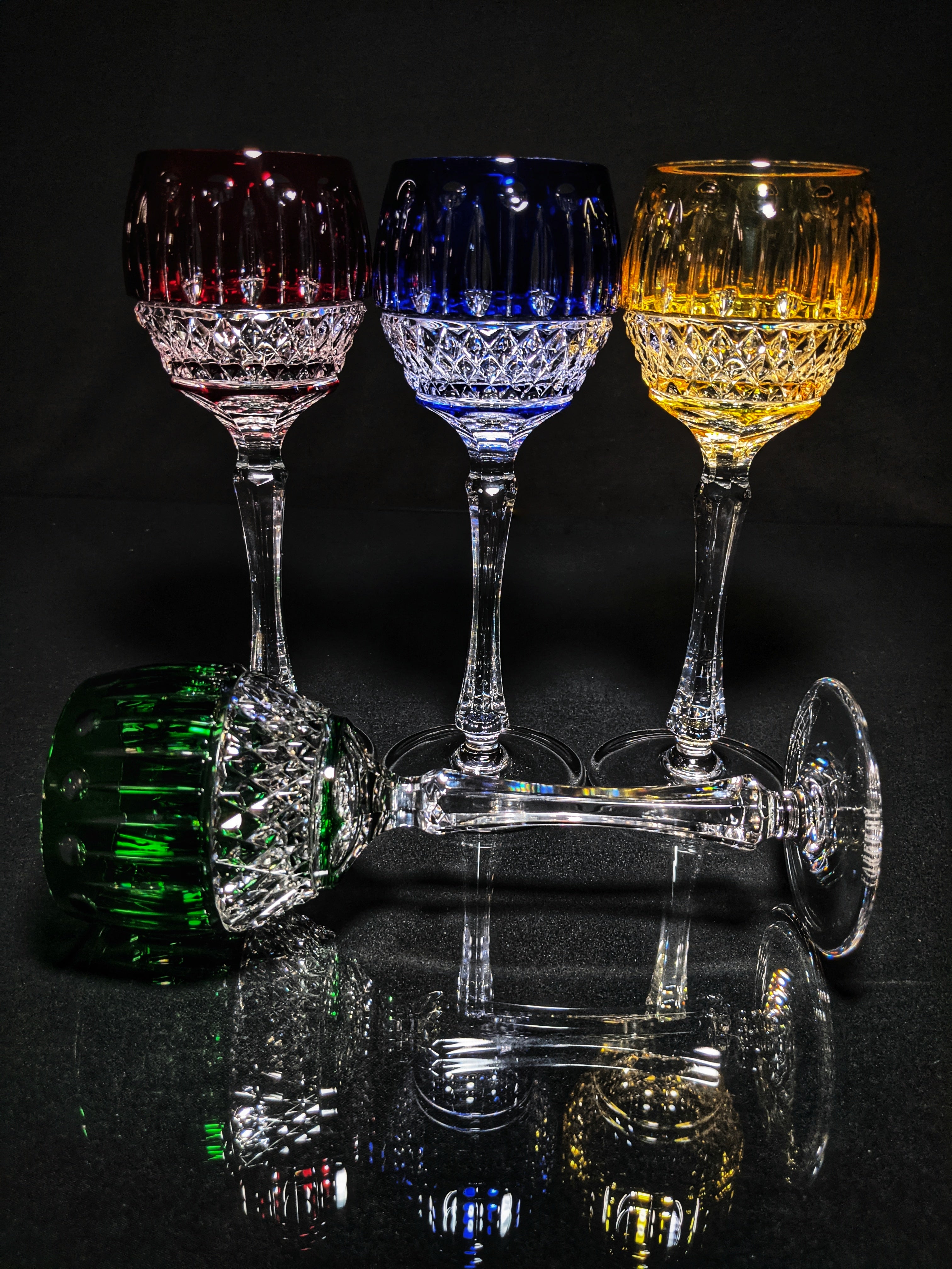 FABERGE XENIA IMPERIAL CASED CUT TO CLEAR CRYSTAL GOBLETS  SIGNED NO BOX