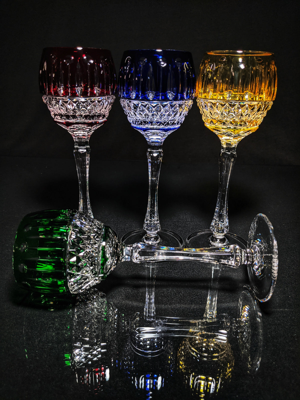 Fabergé Xenia Imperial Cased Cut to Clear Crystal Goblets — Signed