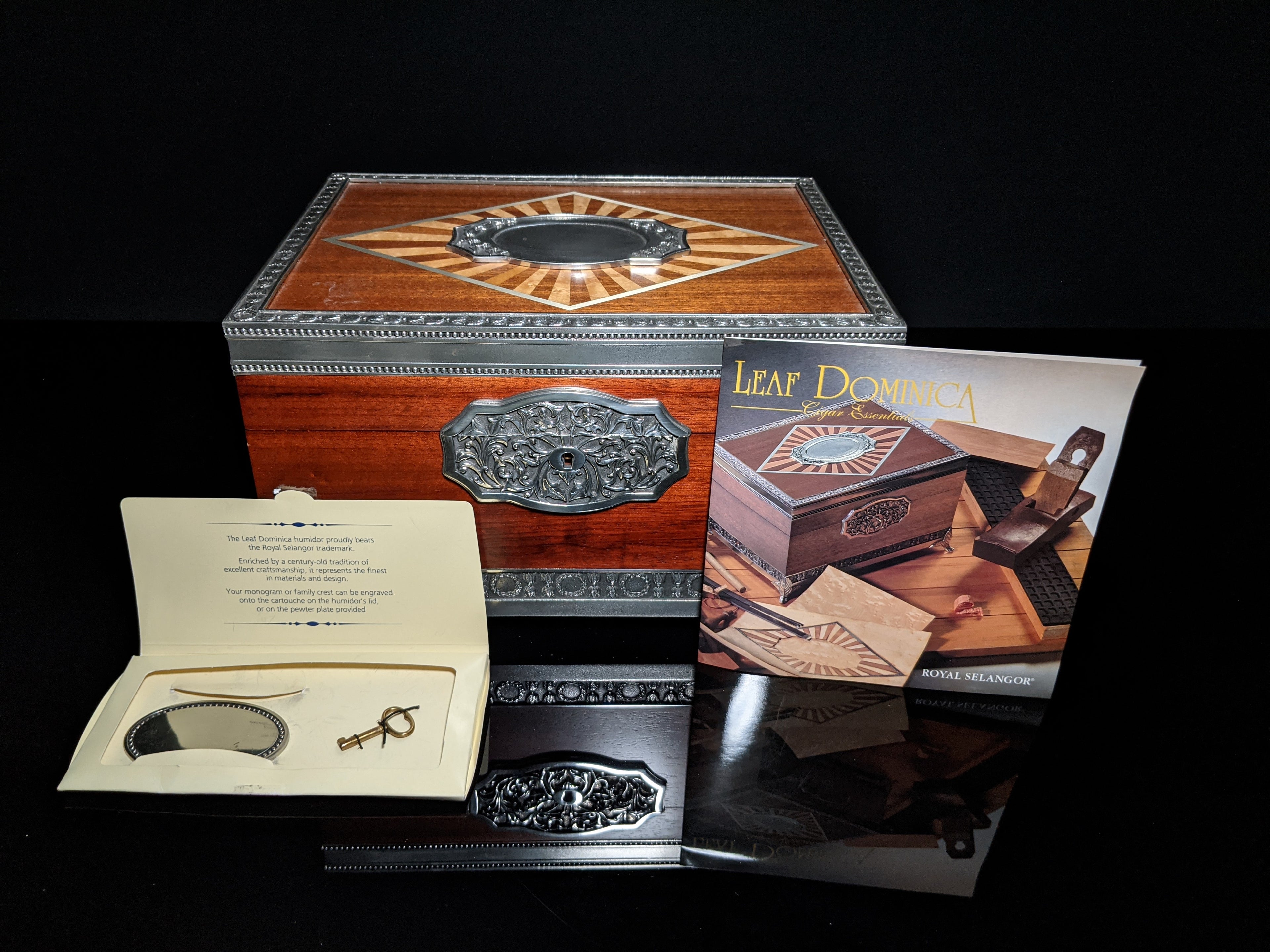 Royal Selangor Hand Finished Leaf Dominica Collection Pewter Leaf Humidor