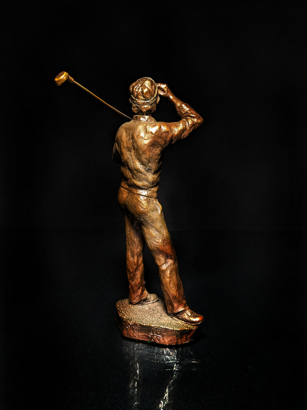 Mark Hopkins Bronze Golf Series Sculpture called " Down the Middle  " Made in USA