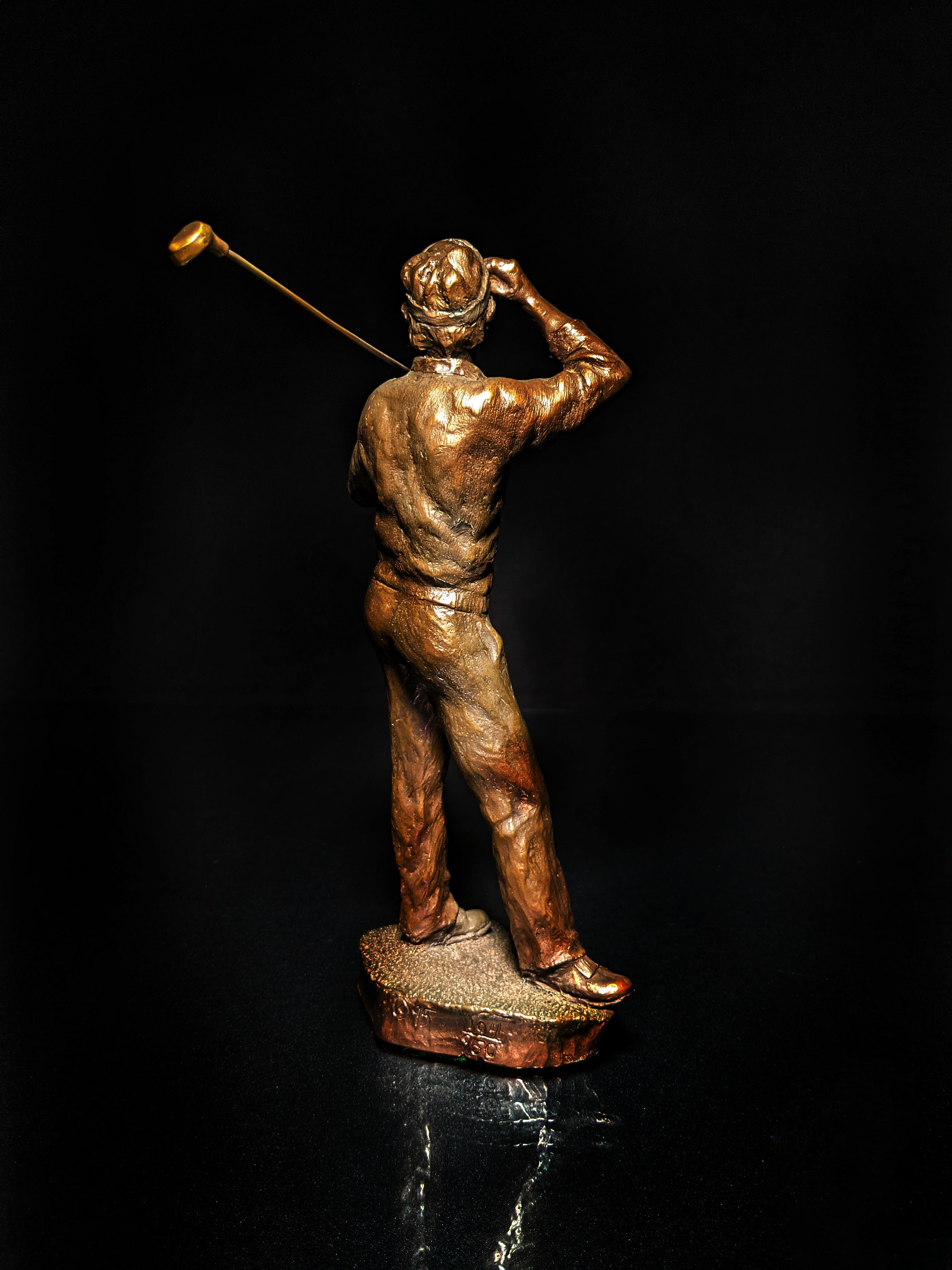 Mark Hopkins Bronze Golf Series Sculpture called " Down the Middle  " Made in USA