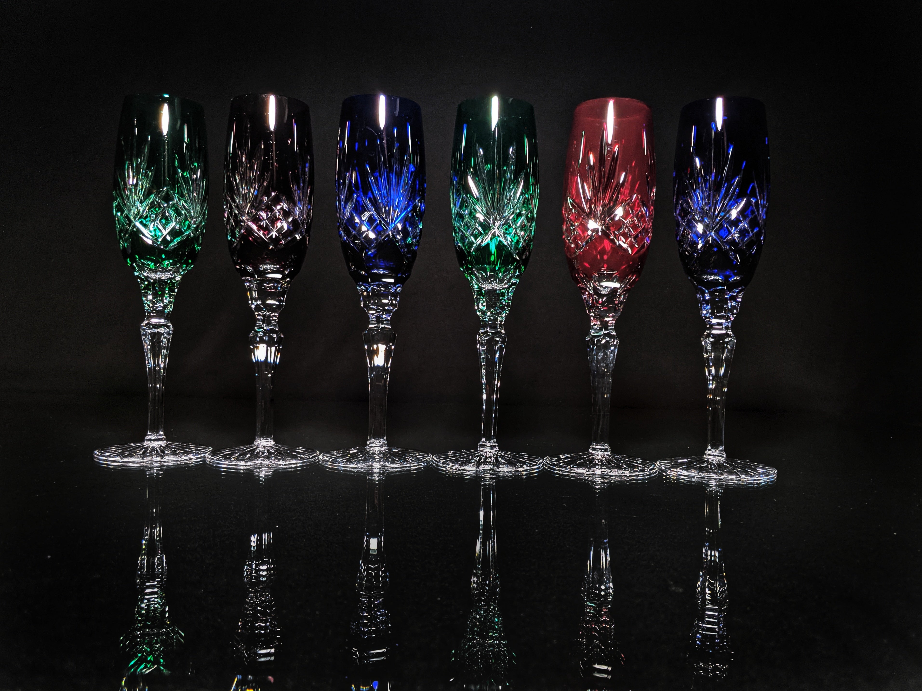 AJKA Colored Crystal Flutes