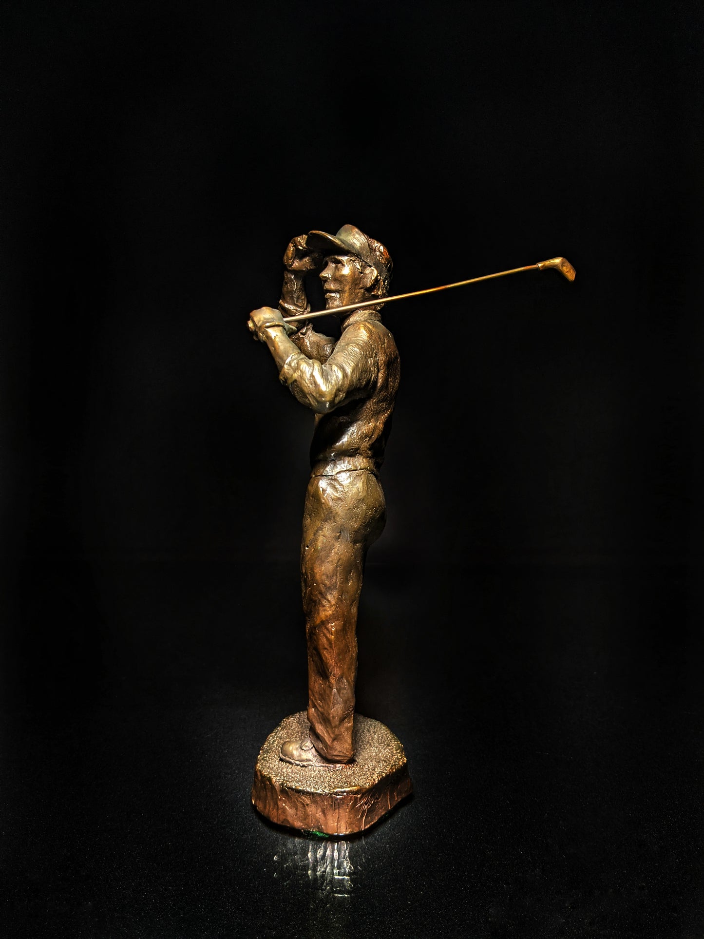 Mark Hopkins Bronze Golf Series Sculpture called " Down the Middle  " Made in USA