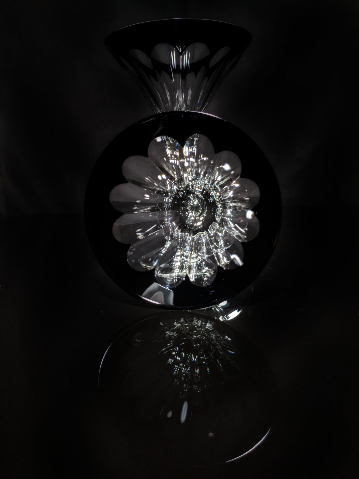 Faberge Martini Black Crystal Glasses set of 2 with the  original Faberge presentation case