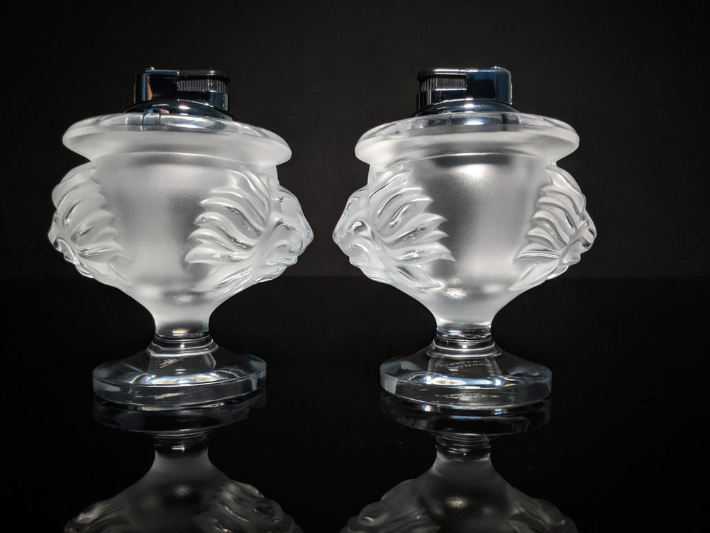 Lalique Crystal Tête de Lion Table Lighter