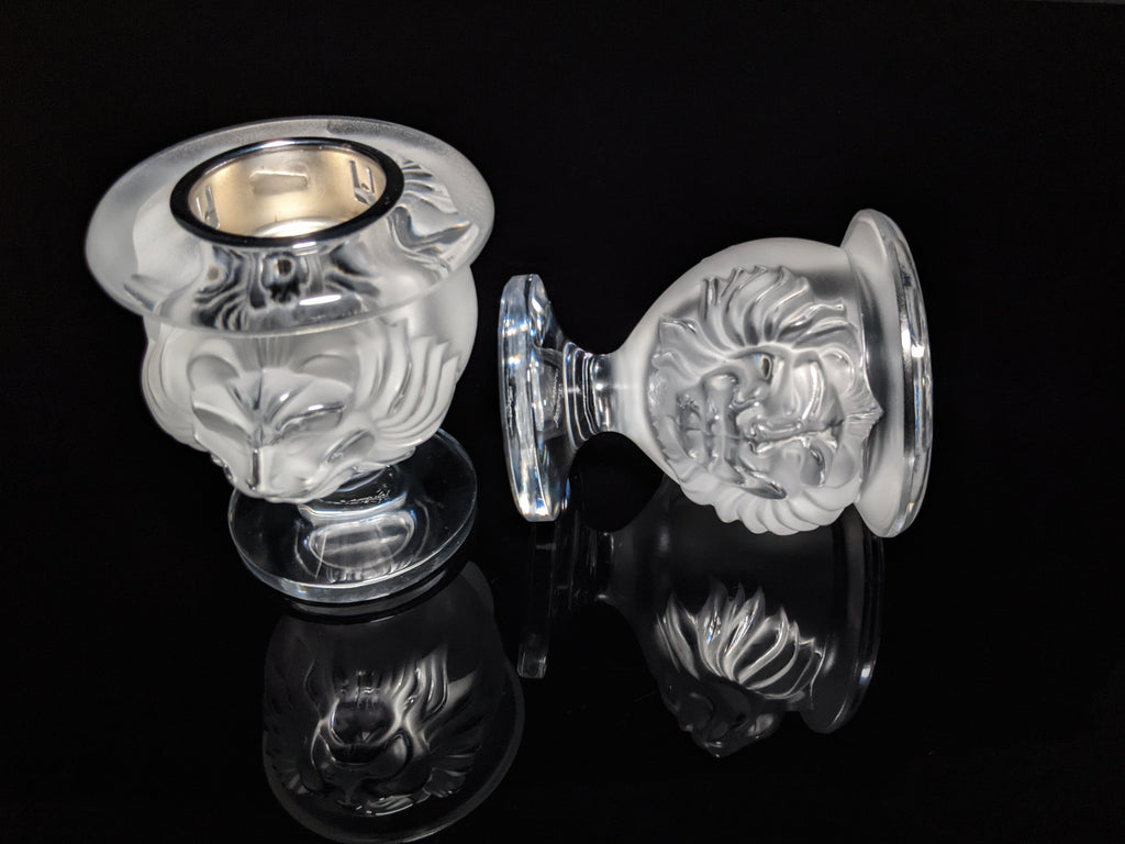Lalique Crystal Tête de Lion Table Lighter